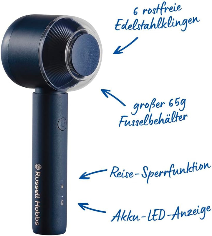 Russell Hobbs Fusselrasierer Elektrisch [USB-C Aufladung, Ansaugfunktion] Revive (Tragbarer, wiedera