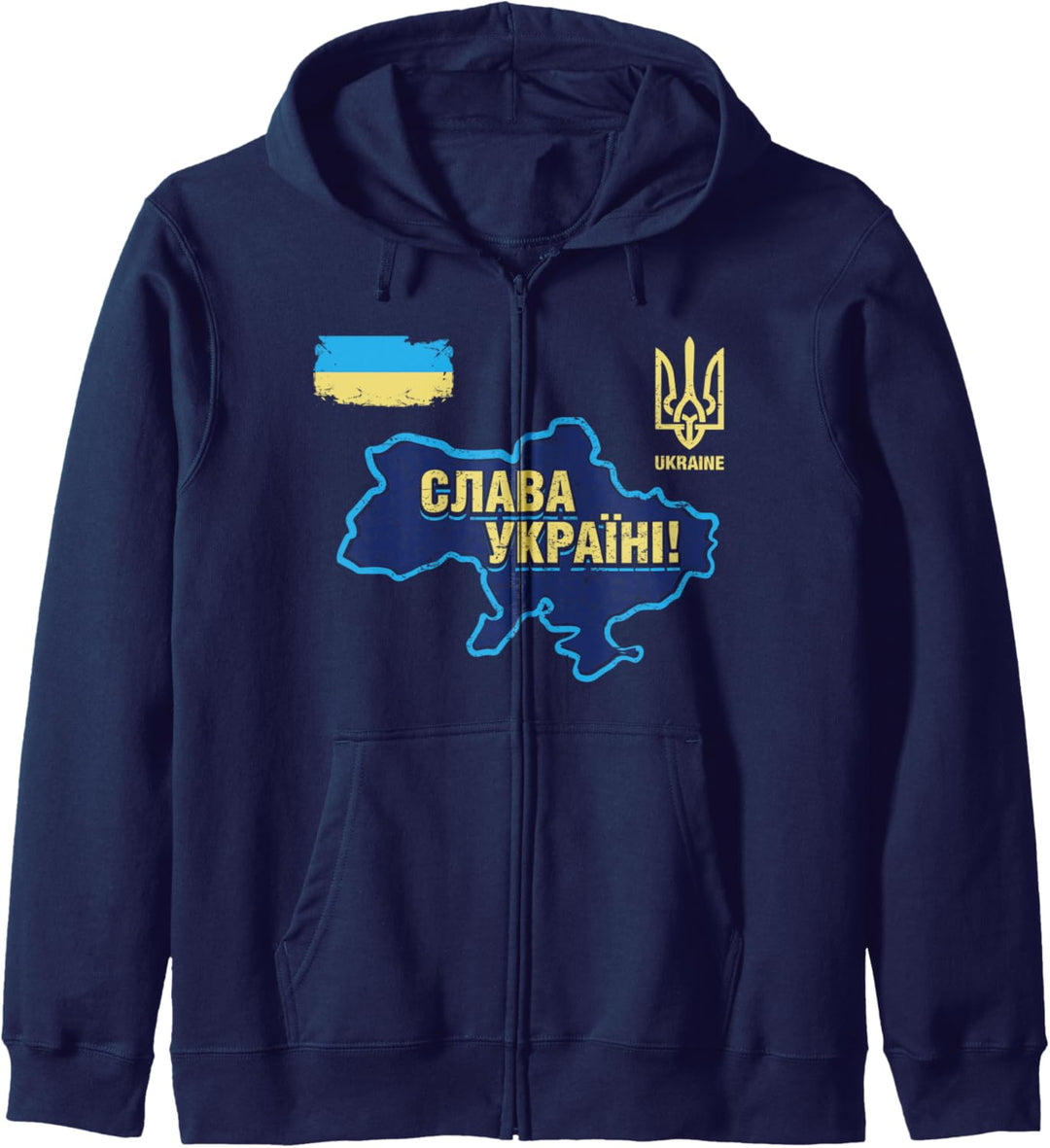 Ukraine Karte Patriotisch Ukrainische Flagge Fussball Fan Kapuzenjacke