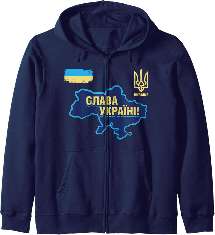 Ukraine Karte Patriotisch Ukrainische Flagge Fussball Fan Kapuzenjacke