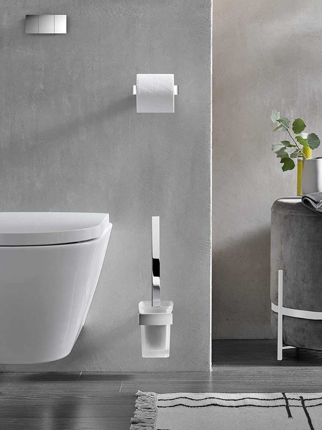emco LOFT Papierhalter ohne Deckel, eleganter Toilettenpapierhalter zum Schrauben aus Aluminium, hoc