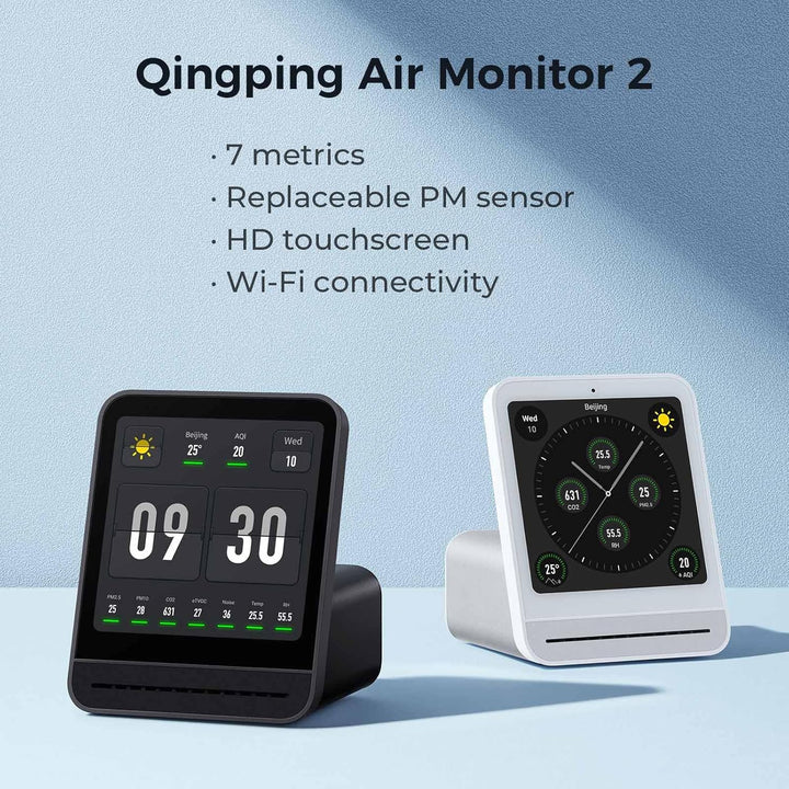 Qingping Air Quality Monitor Gen 2, Air Quality Monitor Indoor Detects PM2.5, CO2, PM10, Noise, Temp
