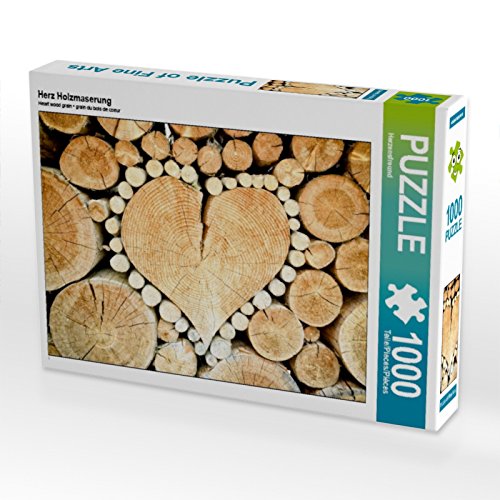 CALVENDO Puzzle Herz Holzmaserung 1000 Teile Lege-Grösse 64 x 48 cm Foto-Puzzle Bild von Gerd Matsch