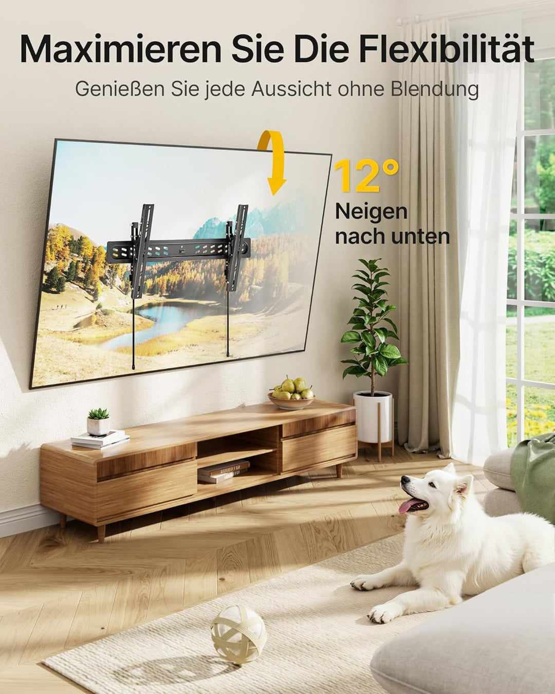 monTEK 1.2" Ultra Slim TV Wandhalterung für 43–95 Zoll Fernseher, Neigbare Schwerlast Wandhalterung