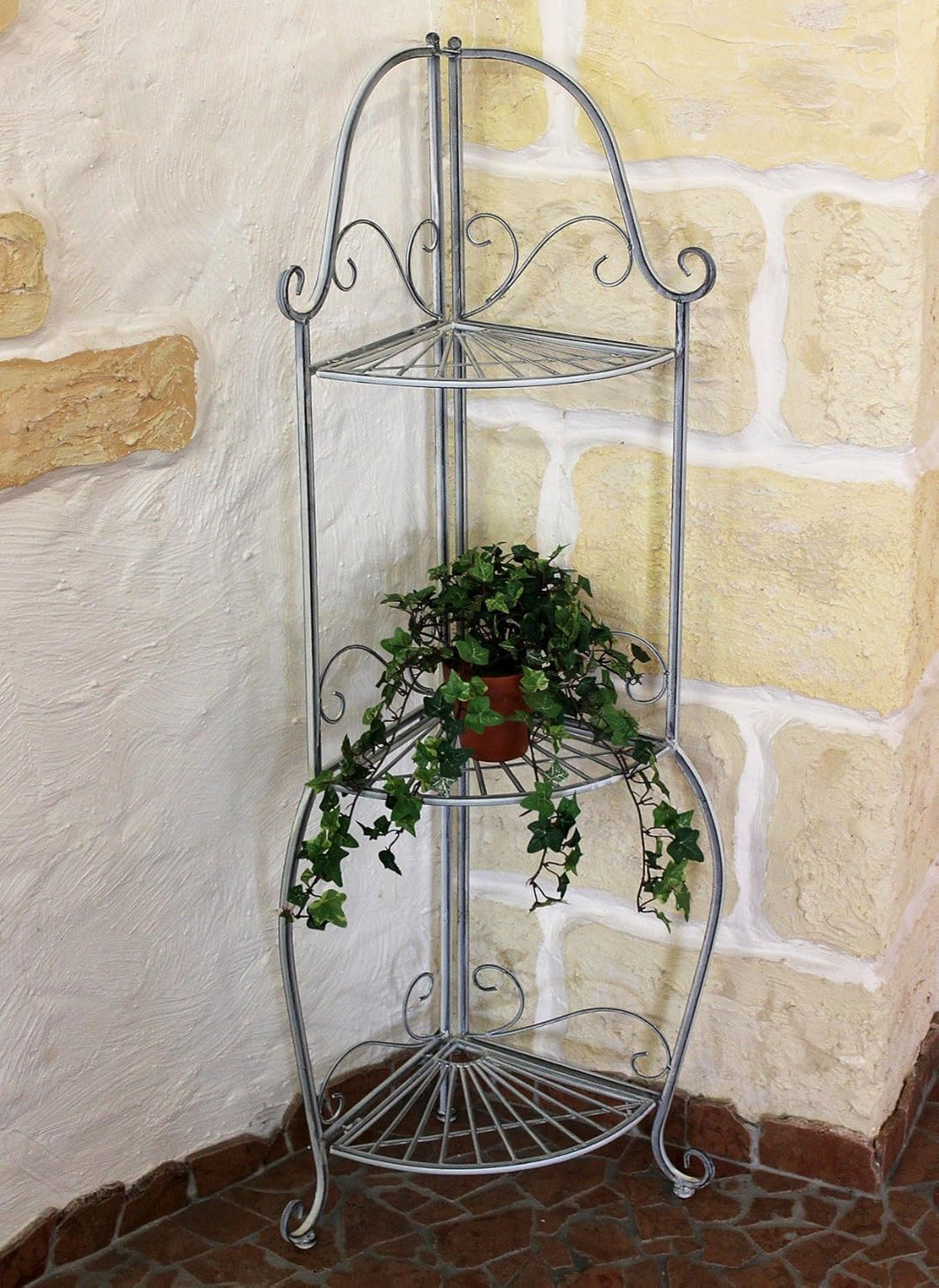 DanDiBo Eckregal Romance 20113 Regal aus Metall 125 cm Badregal Antik Grau Küchenregal