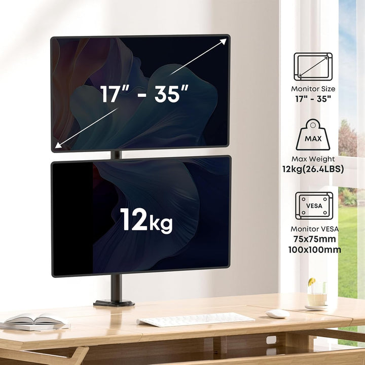 Monitor Halterung 2 Monitore übereinander für 17-35 Zoll Bildschirme,Max.12 kg, Bildschirmhalterung