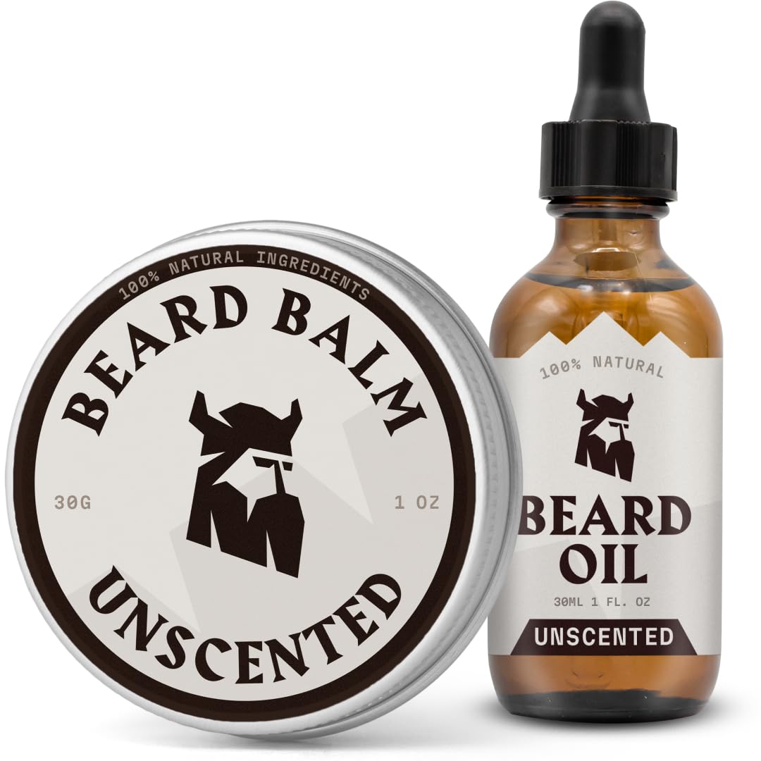 Striking Viking Beard Oil & Balm Set - Unscented - 2x2 fl oz - 2pcs (30g / 30ml, Unparfümiert) Unpar