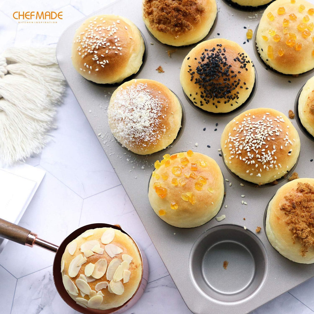 CHEFMADE Muffin Kuchen Pan, 12-hohlraum Nicht-Stick Cupcake Pan Backformen für Ofen Backen (Champagn