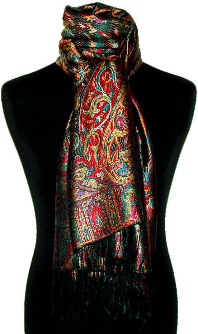 Lorenzo Cana Luxus Pashmina Damen Schal Schaltuch jacquard gewebt 100% Seide 70 x 190 cm Paisley Mus