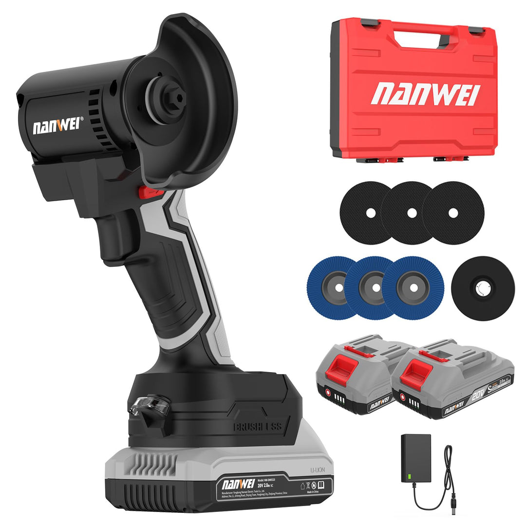 NANWEI 3-Zoll-Akku-Winkelschleifer für Makita 18-V-Akku, 76 mm kompakter und leichter Schleifer, 0–1