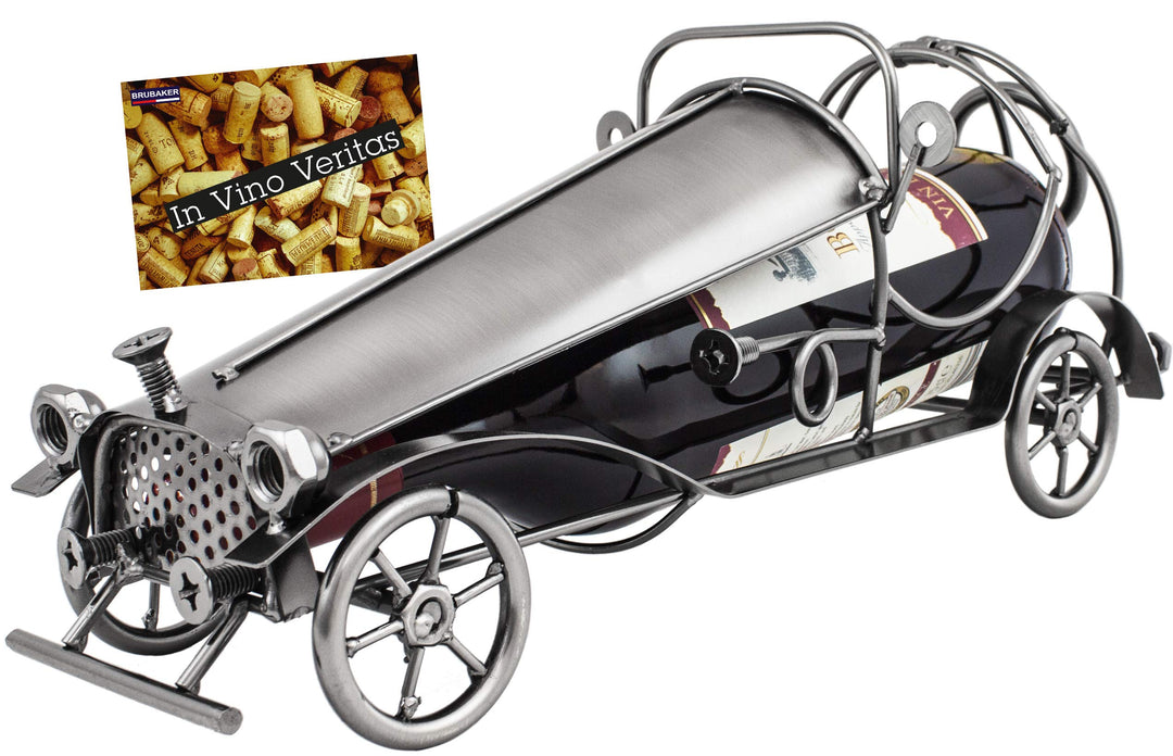 Brubaker Weinflaschenhalter Vintage Auto Oldtimer Flaschenständer Deko-Objekt Skulptur mit Grusskart