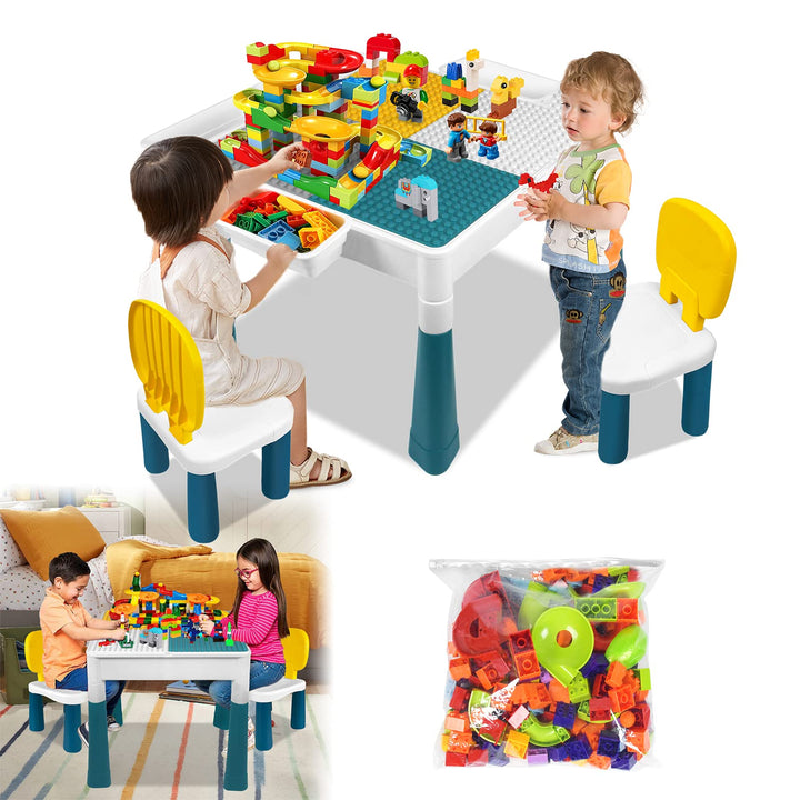 ACXIN 6 in 1 Kindertisch Stuhl Set Aktivitätstisch Set Kindertisch Basteltisch mit 2 Stühle und 163