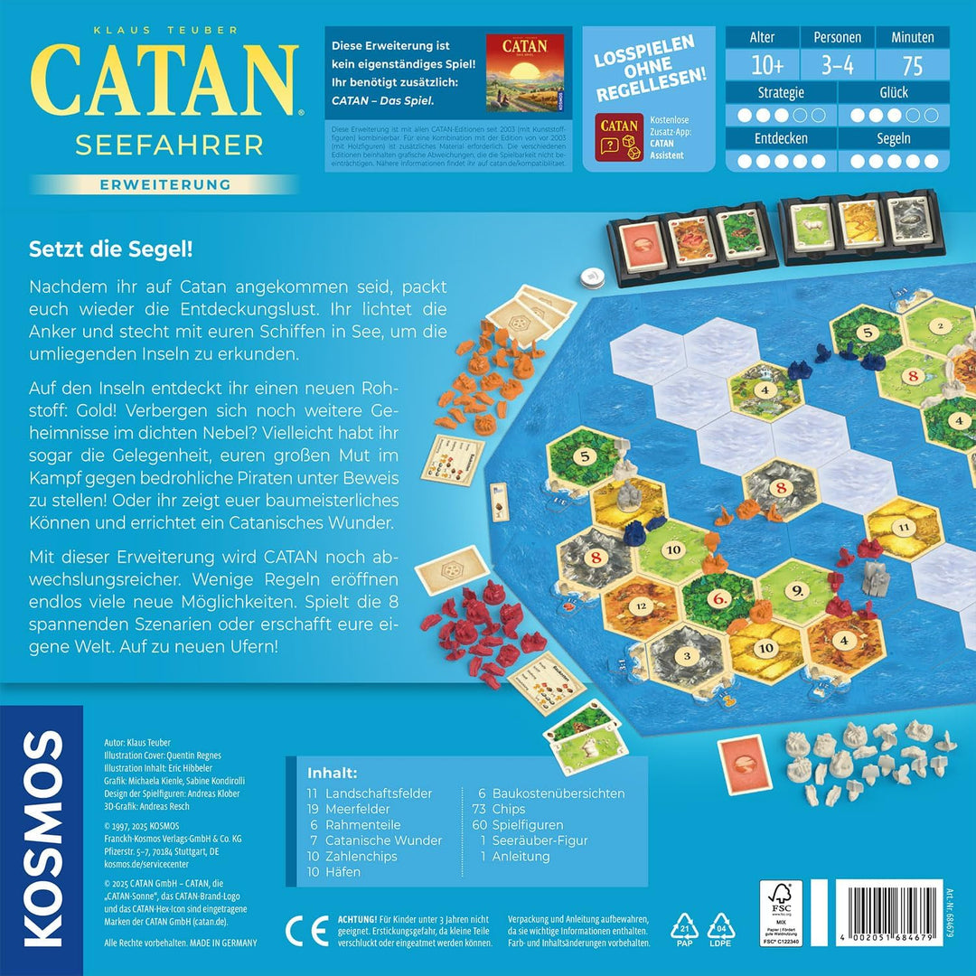 Kosmos 684679 Catan - Seefahrer, Erweiterung zu Catan - Das Spiel, Brettspiel für 3-4 Personen ab 10