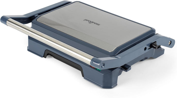 Progress Mellow Health Grill, 180°-Öffnung, 850 W | Antihaftplatten, 23 x 14,5 cm Grillfläche, flach