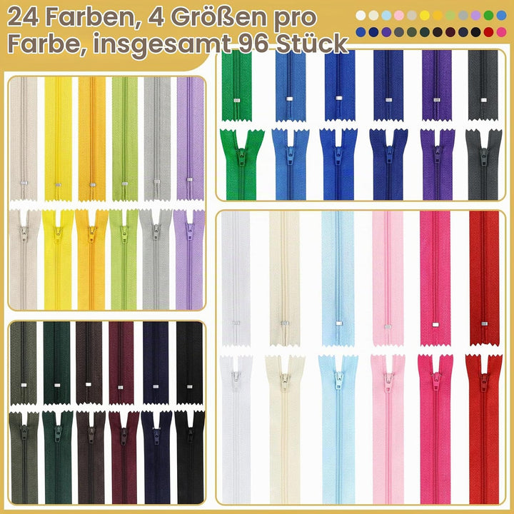 Reissverschluss, 24 Farben Nylon Reissverschlüsse, 15cm 20cm 25cm 30cm lang, 2.5cm breit für Kleidun