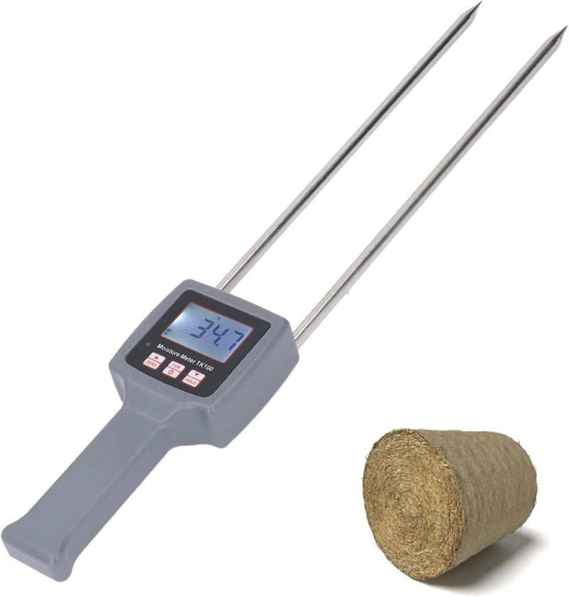 TK100H Tragbares Heufeuchtemessgerät, Heufeuchtetester mit Sonde, Hintergrundbeleuchtetem Display, F