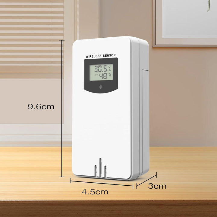 Aussensensor der Wetterstation, Anzeige von Aussentemperatur und Luftfeuchtigkeit, maximale Übertrag