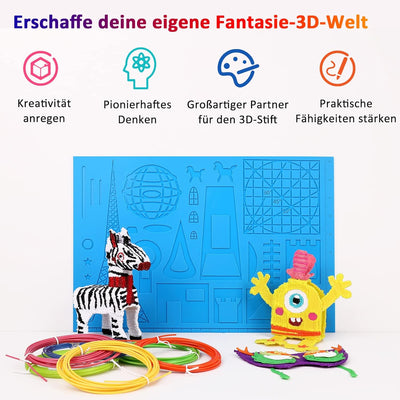 Dikale 3D Druck Stift Zeichenwerkzeug Silikonmatte Schlossmuster Blau Medium mit 1,75mm PLA Filament