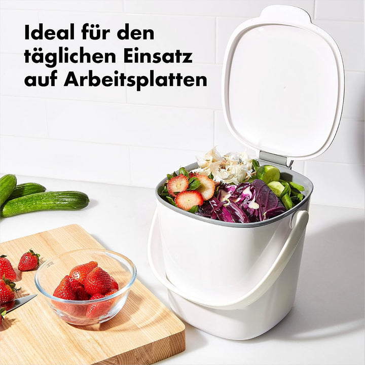 OXO Good Grips Komposteimer weiss – geruchsdichter Abfalleimer für die Küche – 2,8 l 2.8L Weiss, 2.8