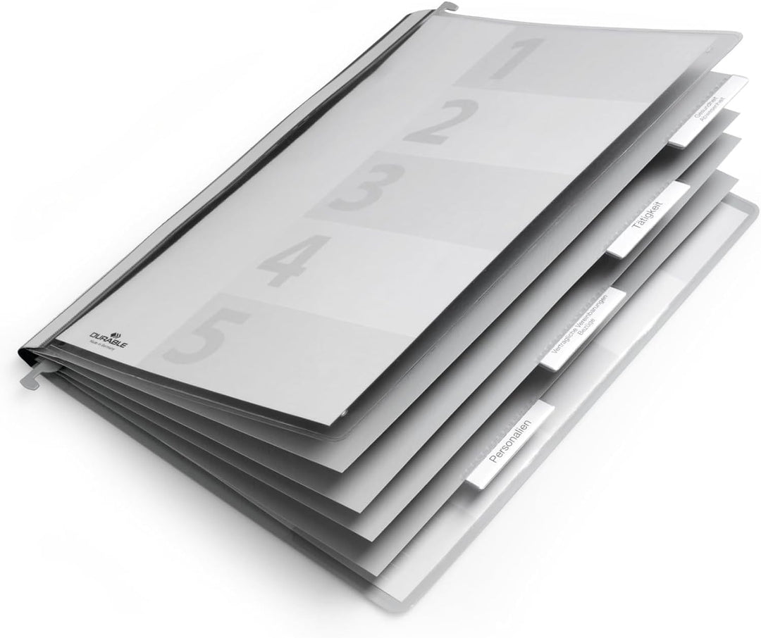 Durable Personalhefter mit Deckblatt und Taben, 5 Unterteilungen, inkl. Hängeschiene, 5 Stück, grau,