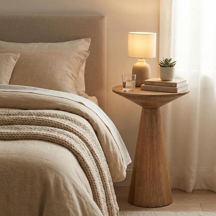 Beistelltisch Rund, Beistelltisch Holz Natur, Couchtisch Klein Rund für Wohnzimmer, Runder Beistellt