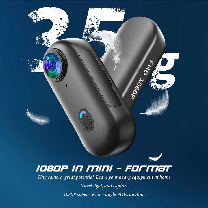 Mini Action Cam WIFI,1080P Unterwasserkamera Wasserdicht bis 30M,Freihand-POVs,Überall Anbringbar,36