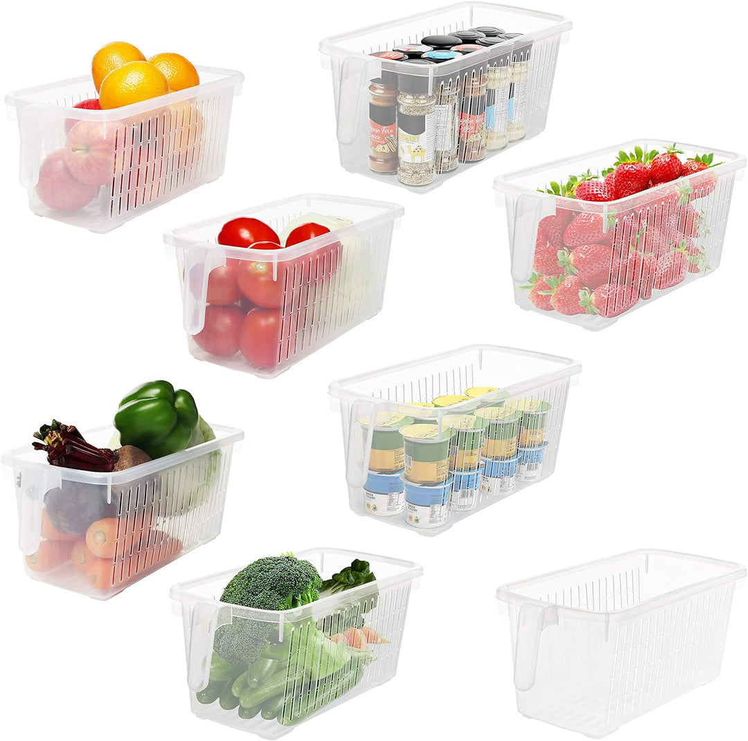 Kurtzy 8 STK Kühlschrank Organizer & Küchenschrank Aufbewahrungsbox mit Handgriff - 32cm Länge - Dur