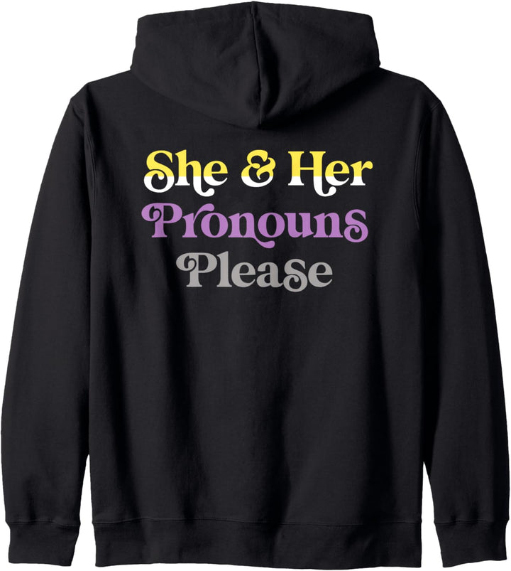She & Her Pronouns Please Non-Binary LGBTQIA Pride Flag Kapuzenjacke