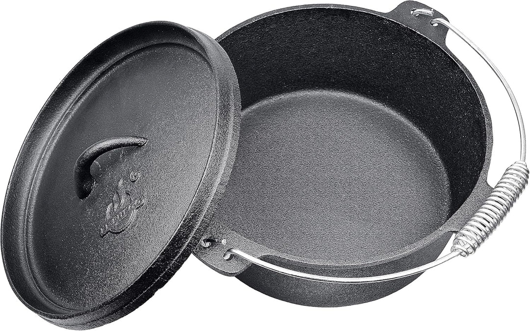 Dutch Oven von EL Fuego® neues Modell, inkl. Deckelheber/Schürhaken, mit Transportbügel, Schmortopf,
