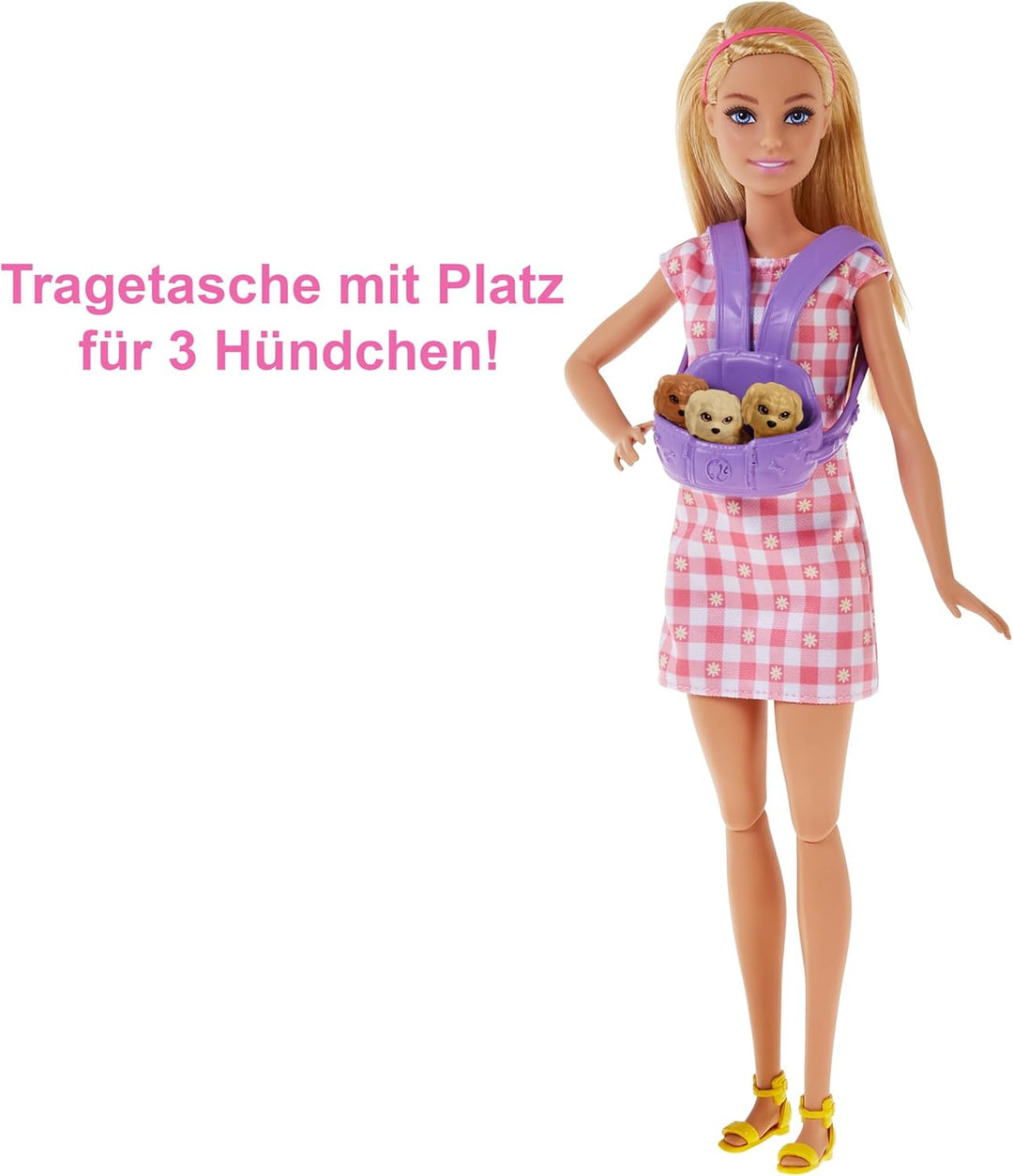 Barbie Newborn Pups Playset, Puppe mit blonden Haaren, Hundeset, inkl. 3 Welpen, 10 Accessoires, Far