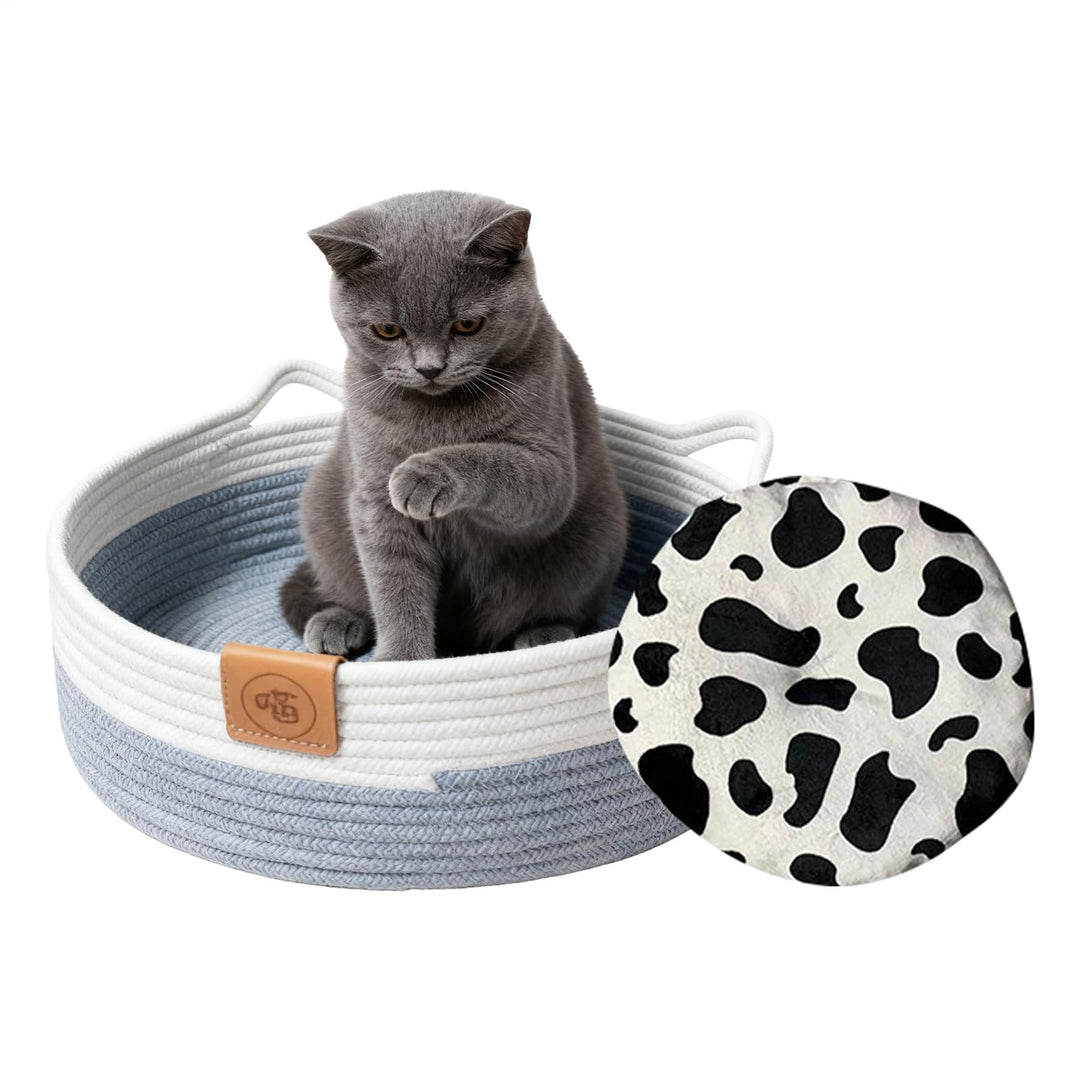 Katzenkorb Bett | Baumwollseil zubehör Mit Matte | Schlafbett Und Runder Katzenkorb - für Indoor e A