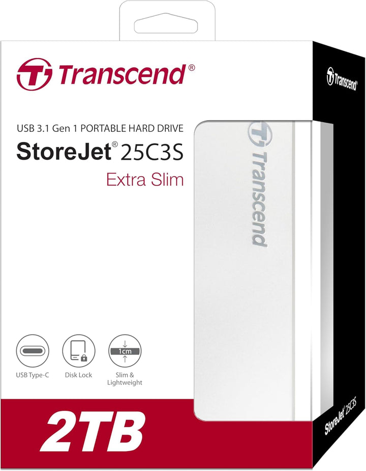 Transcend 2TB USB 3.1 Gen 1 USB Type-C StoreJet 25C3S SJ25C3S externe Festplatte TS2TSJ25C3S, 2TB