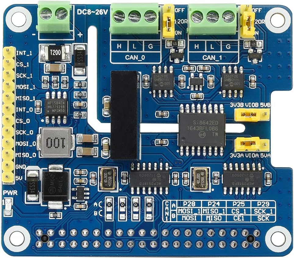 2 Kanal Isolierter CAN Bus FD Expansion HAT für Raspberry Pi, mit MCP2518FD CAN Controller und MCP25