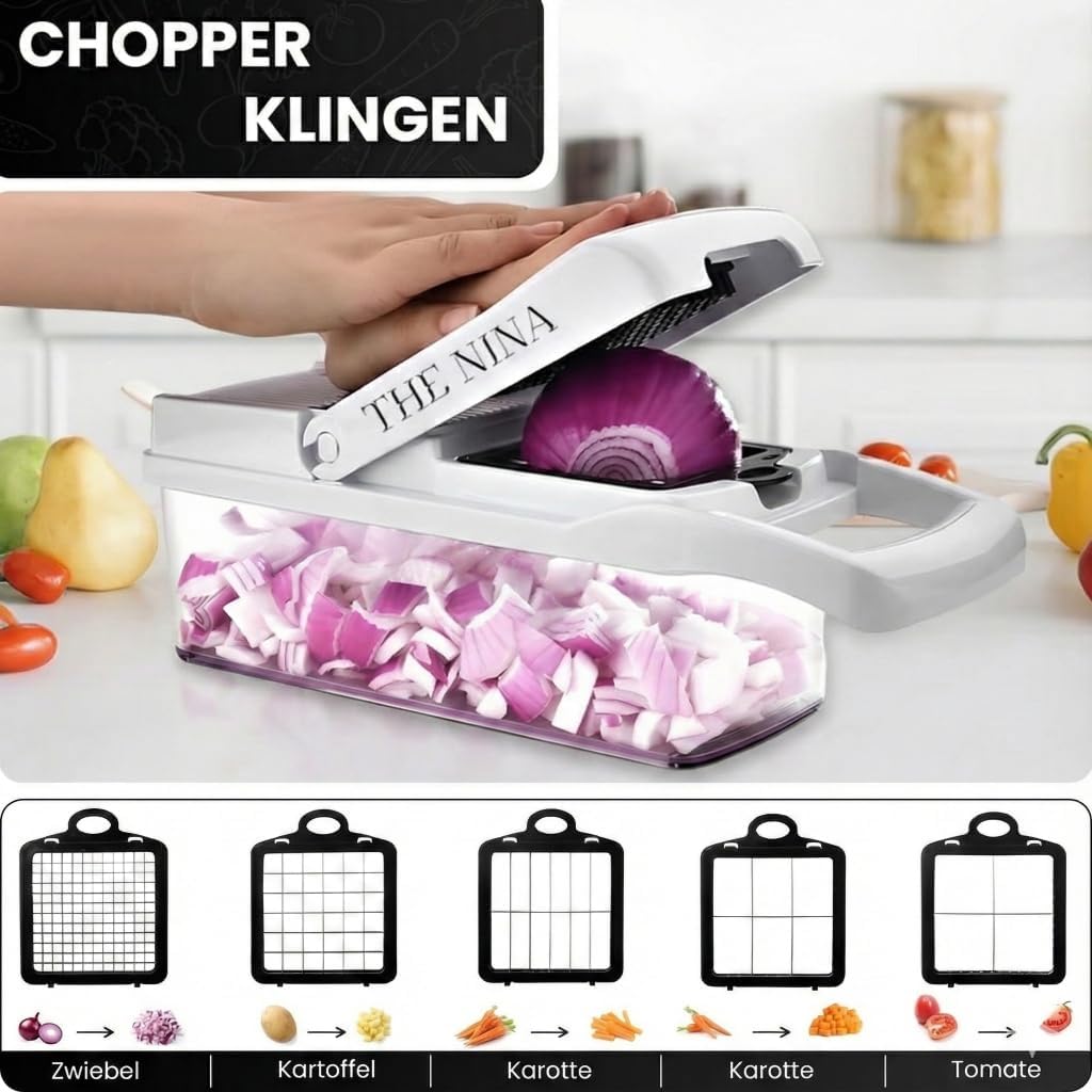 Gemüseschneider Mandoline – Zwiebelzerkleinerer – Kartoffelschneider Gurkenhobel – Zwiebelhacker Spi