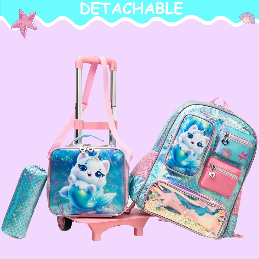 HTgroce Schulranzen Trolley Mädchen Kindertrolley Niedlich Rucksack Kinderkoffer Rucksack School Tro