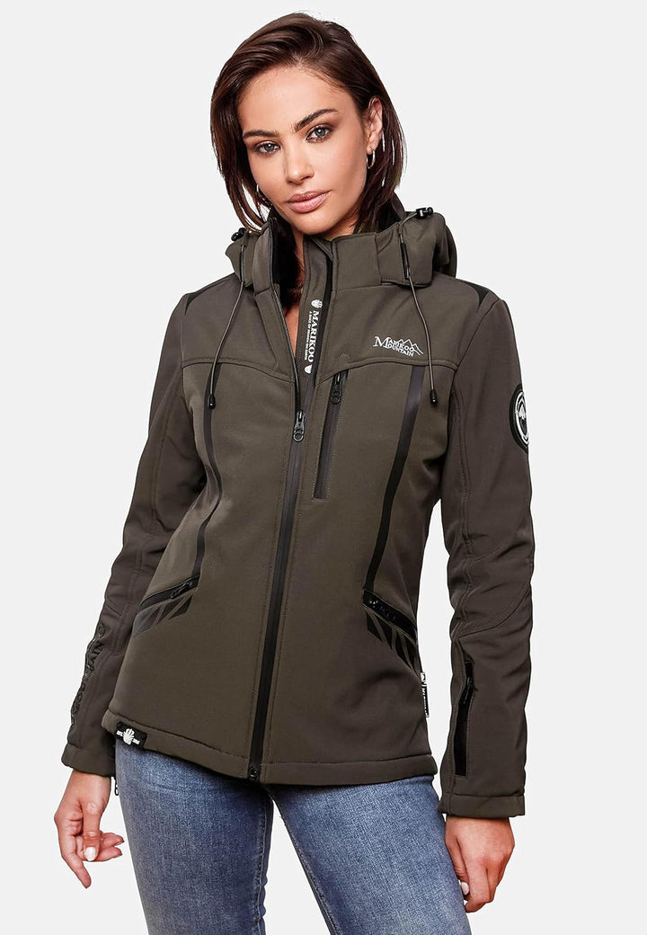 MARIKOO Damen Softshelljacke wasserdichte Funktionsjacke mit abnehmbarer Kapuze Mount-Cho-Oyu XS-XXL
