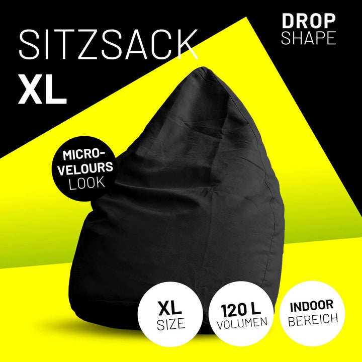 Lumaland Sitzsack Luxury 60x45cm | Microvelours Beanbag mit extra weichem & robustem Stoff | Für Erw