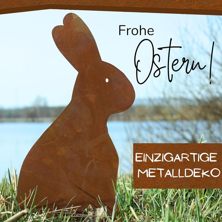Rostikal Edelrost Osterhase 31cm - Wetterfeste Vintage-Gartendeko für das Osterfest im Shabby-Chic-S