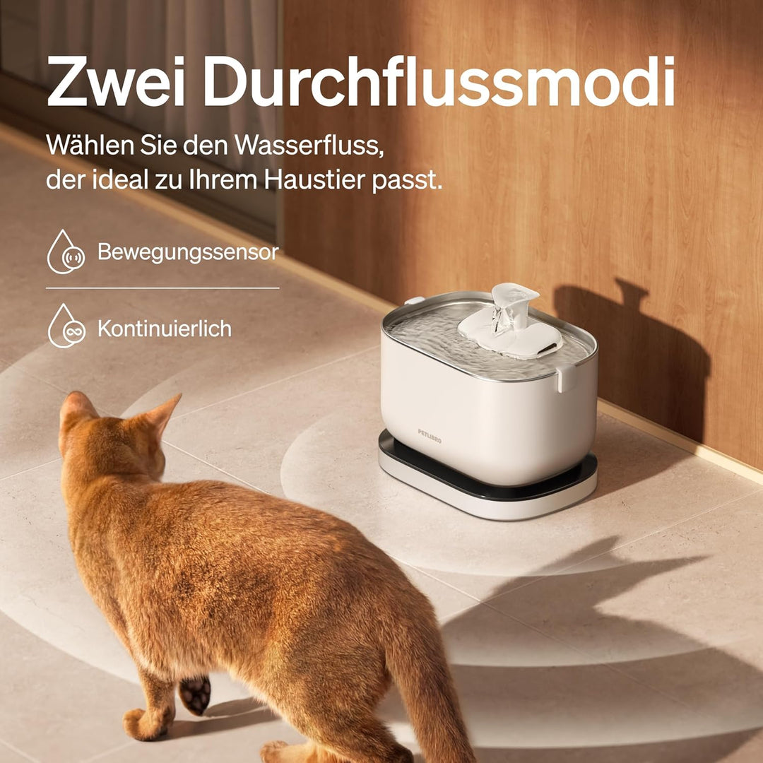 PETLIBRO Trinkbrunnen für Katze Kabellos mit Bewegungsmelder, 2,5L/84oz Dockstream Batteriebetrieben