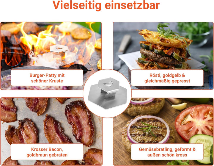 FENNEK Smasher I Grillpresse für Burger aus hochwertig geschliffenem Edelstahl I Werkzeug für Küche,