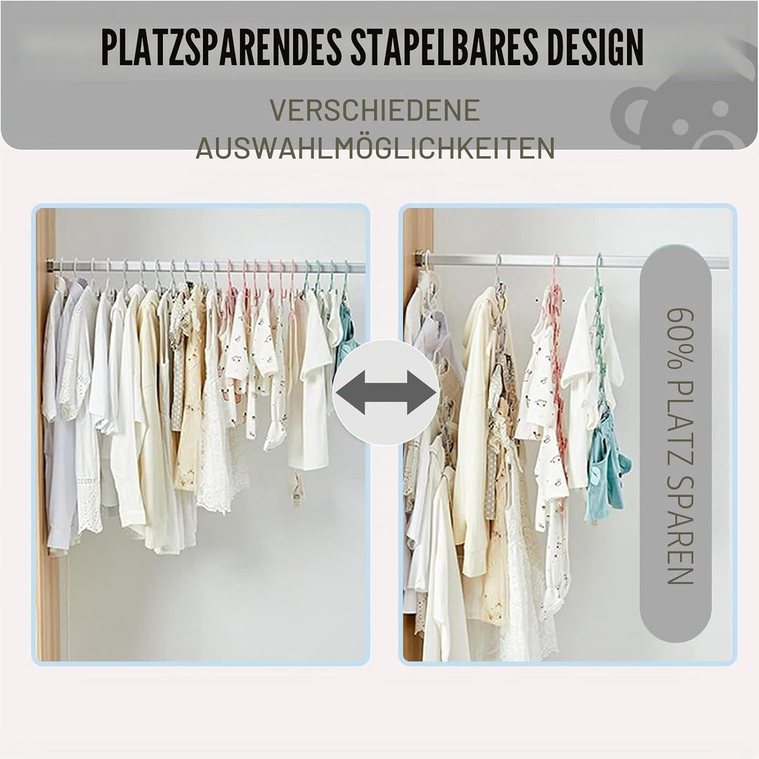 HGYZE Babykleiderbügel Antirutsch 20 Stück, 29-37cm Ausziehbare Kinderkleiderbügel mit Hosenständer,
