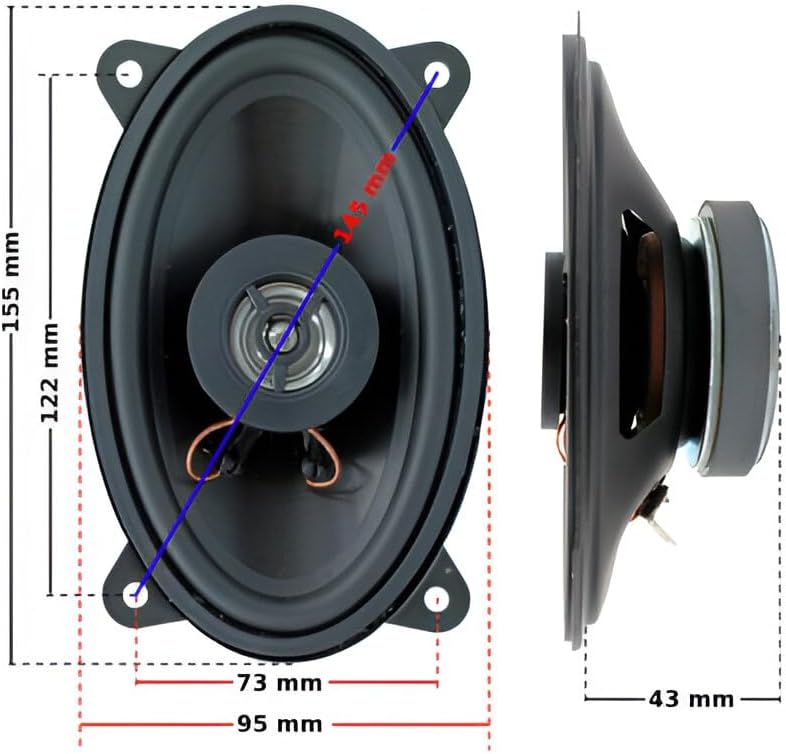 Sound way 2-Wege Koaxial Autoradio Lautsprecher 9 x 15 cm - 6x4 100 Watts