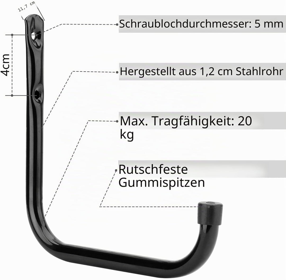 pipabiba 8 Stück Garagen-Leiterhaken, 17 cm, strapazierfähig, Wandmontage, Aufhänger für Fahrrad, Le