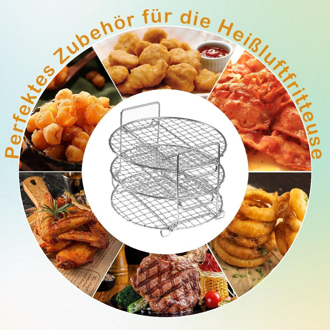 Rack für Ninja Heissluftfritteuse MAX AF160EU,304 Edelstahl 3-lagiger Dehydrator-Grillrost Rack Zube