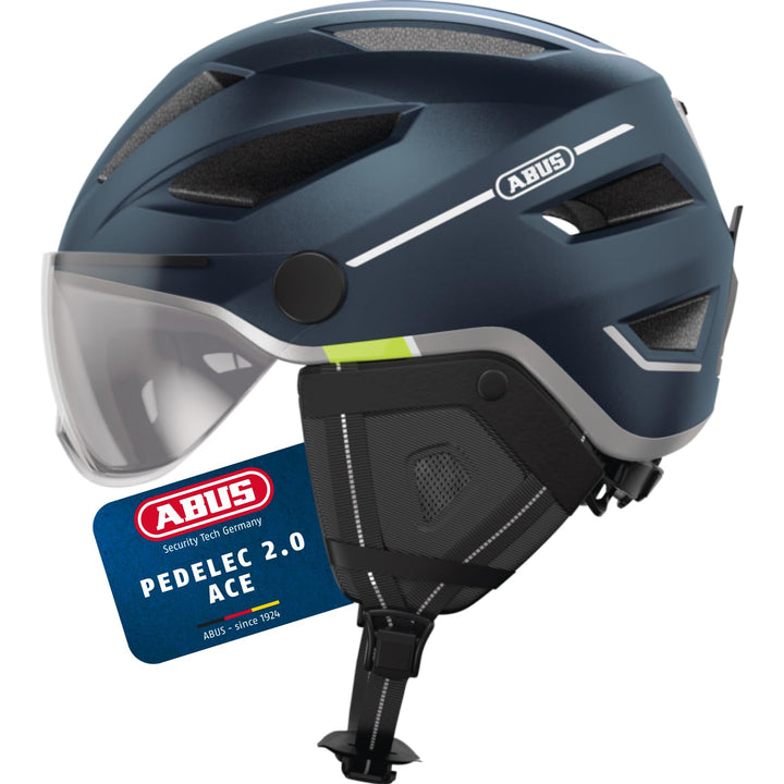 ABUS Stadthelm Pedelec 2.0 ACE - Fahrradhelm mit Rücklicht, Visier, Regenhaube, Ohrenschutz - für Da