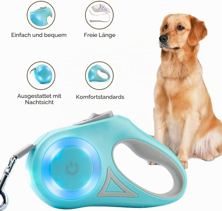 Ausziehbare LED-Hundeleine, Ausziehbare Haustierleine Mit Buntem LED-Licht, Ergonomischer Griff, Hun