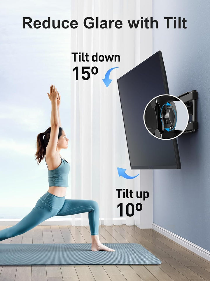 PERLESMITH TV Wandhalterung, Schwenkbare Neigbare TV Halterung für 26-60 Zoll Flach & Curved Fernseh