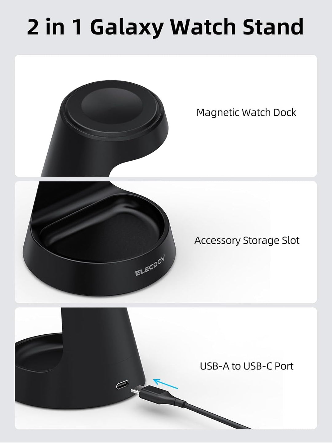 Ladestation für Samsung Galaxy Watch, Uhrenladegerät für Samsung Watch 8 Ladegerät-Ständer und Nacht