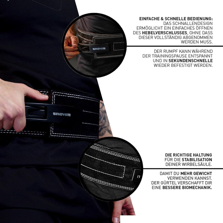 SINOVATI Premium Gewichthebergürtel KDK Gürtel aus Rindsleder mit Schnalle, Weightlifting Lever Belt