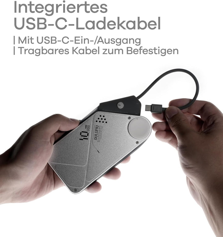 Aulumu M10 Magnetische Power Bank für MagSafe Powerbank 10000mAh Schnelllade mit Integrierte Kabel f
