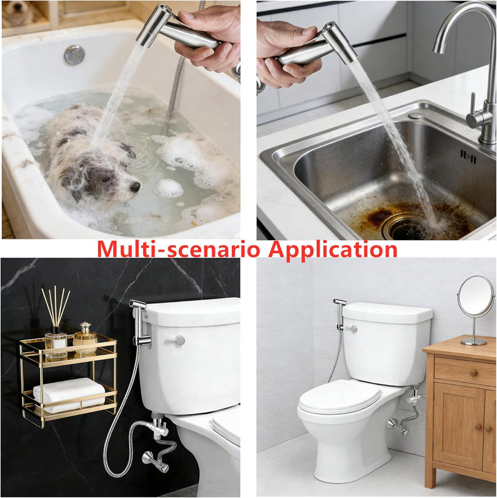 Edelstahl Bidet Handbrause Set für Toilette – WC Brause mit T-Adapter, Halterung & 1,5m Schlauch, Wa